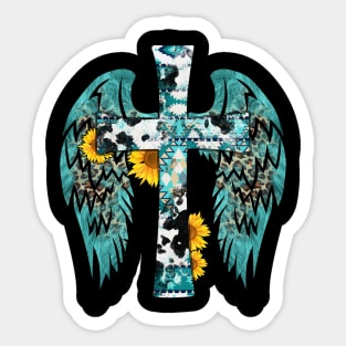 Gemstone Faith Cross Wings Design Sticker